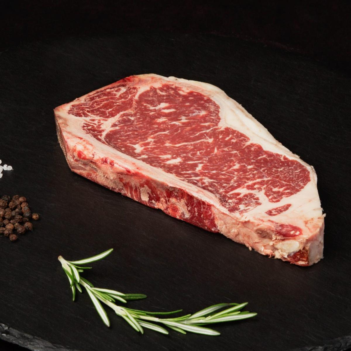 BlackboxMeats Beef Upper 1/3 Choice Angus Dry Aged Bone In NY Strip, 12oz