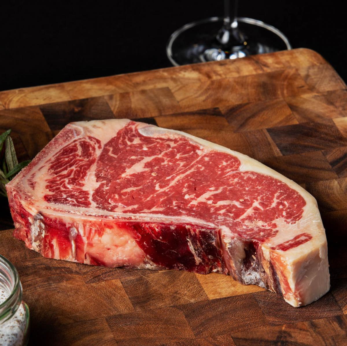 BlackboxMeats Beef Prime Dry Age Bone in NY Strip, 18oz